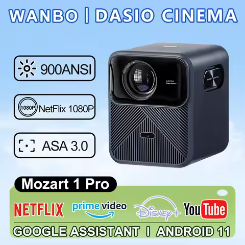 Wanbo Mozart 1 Pro Smart Protable Projector 900ANSI 2GB+16GB Android 11 Netflix 1080P ASA 3.0(AF+KS+