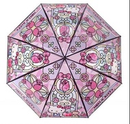 現貨 少量‼️限量版  7-Eleven  - Sanrio  玻璃彩繪風 直身 雨傘 ( 暗紫色 Kuromi 兩傘 透明遮 / 粉紅玫瑰 Hello Kitty 雨傘 透明遮  ) / 7仔 七仔