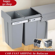 Pull Out Trash Bin Kitchen Double Trash Bin 30L/40L With Lid Damper Storage Bucket Cabinet Household