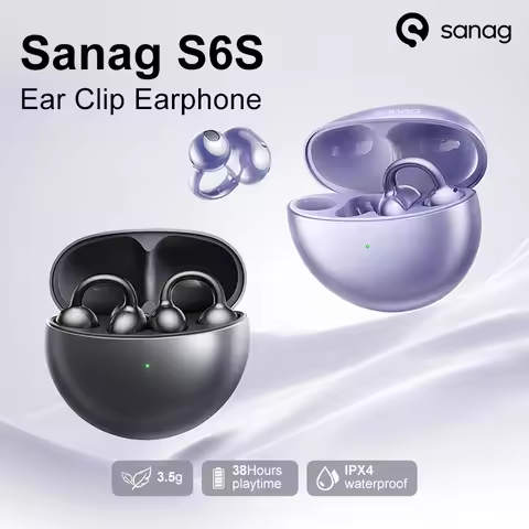 Sanag S6S Free Clip Open Ear Earphone Ear Clip 3D Stereo Sound Bluetooth 5.3 36H Playtime OWS Sport 
