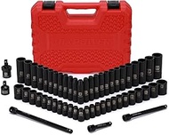 MIXPOWER 55 Pieces 1/4" Dr. Impact Socket Set, CR-V, 6 Point, SAE/Metric, 5/32 Inch - 9/16 Inch, 4mm