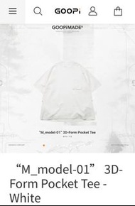 孤僻0.1號可換 孤僻Goopi 上衣 “M_model-01” 3D-Form Pocket Tee - White