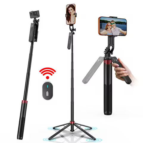 NeePho Travel Light & Capture Panoramas, Bluetooth Remote 4-Leg Stable Portable Selfie Stick Tripod 