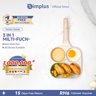 Simplus 3-in-1 Breakfast Pan | 21cm Diameter |Divided Frying Pan | Non-Stick Skillet | Hamburger Pan