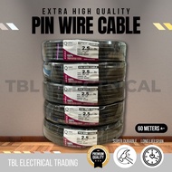 100% Full Copper 2.5mm 2 Core PIN WIRE Cable (Twin Flat) PVC Insulated Cable Wayar Lampu Pasar Malam