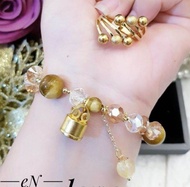 Set Perhiasan Gelang Batu Kristal Batu Giok dan Titanium Cincin Wanita Cc221