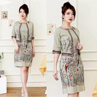 Women's modern batik Dress/Short Sleeve batik Dress/batik Office Dress