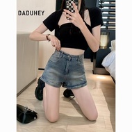 DaDuHey 2025 New American Retro High Waist Hot Girl Slimming Wide-Leg Denim Shorts Women