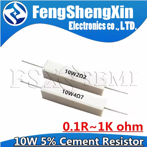 2pcs 10W 5% Cement Resistor Power Resistance 0.1 ~ 10K 0.1R 0.5R 10R 50R 0.22 0.33 0.5 1 2 5 8 10 15