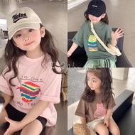 AT6-[tomnaukid] Girls' Cotton t-shirt with light mixed sleeves, very cute - Size 9-40Kg