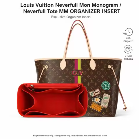 Luxury Felt Bag Organizer Insert for Louis Vuitton Neverfull Tote PM MM GM Handbag Liner with Multi-