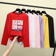 ❄ S-3XL 8 Color ❄ Plus Size 2020 Korean Long Sleeve T-shirt Blouse Baju Women Autumn Summer Loose Oversized Cute Cartoon Printing Lengan Panjang Perempuan Tshirt Shirt Cloth Kemeja Labuh Viral Bigsize Ulzzang Unisex Winter Tops Clothes Clothing 1171