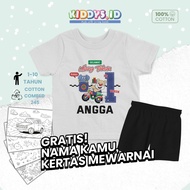 FREE COSTUME NAME AND COLORING PAPER Distro Children's T-shirts for Boys and Girls Short Sleeve Birt