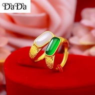 Original 916 Gold&375 Gold Natural Hetian jade Opal Ring Agate Ring for Men and Women