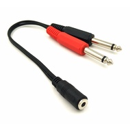 3.5mm (Mini) 1/8" TRS Stereo Female to 2 Dual 1/4 Inch 6.35mm Mono TS Male Y Splitter Cable 20cm/8in