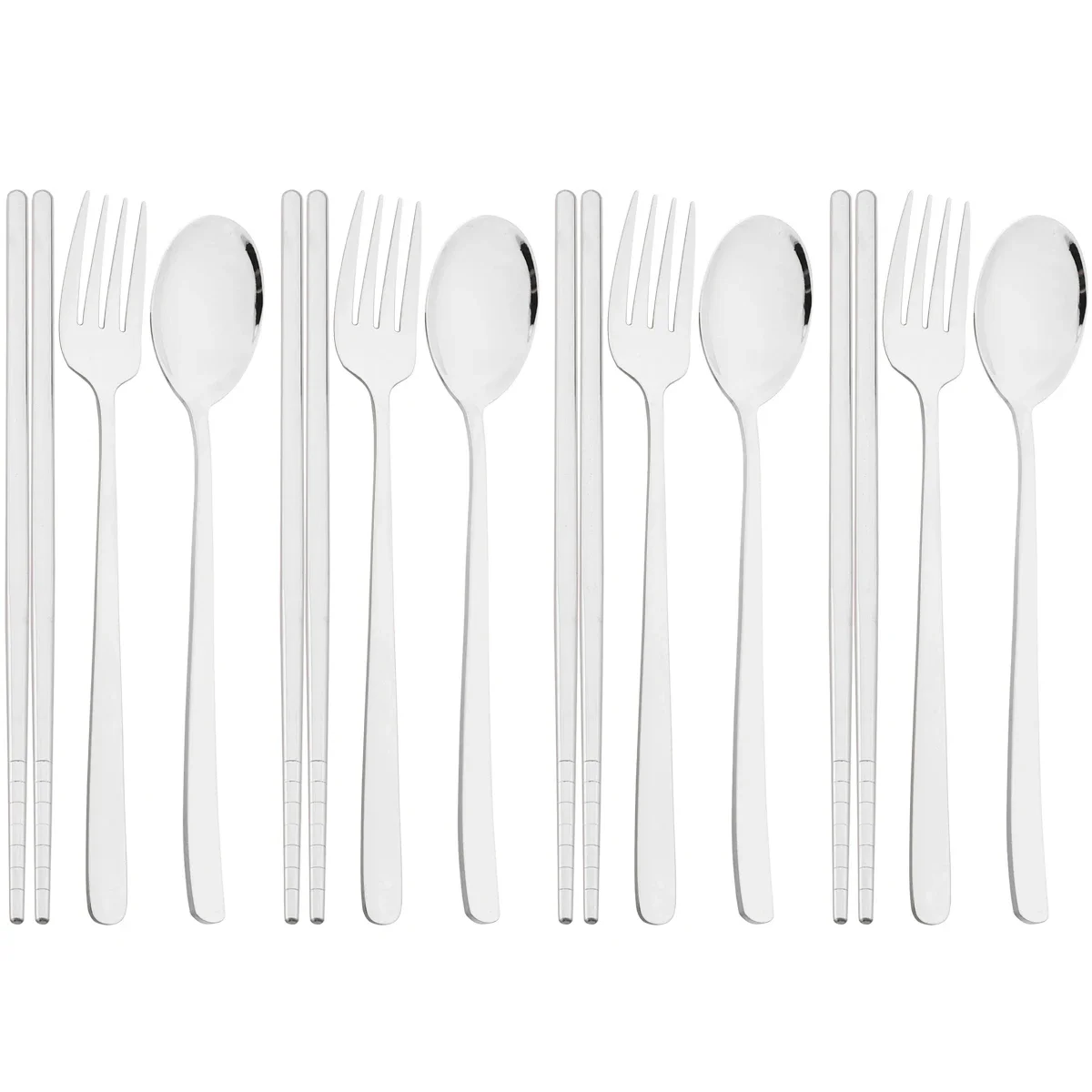 12pcs Gold Mirror Stainless Steel Cutlery Set Western Flatware Set Fork Spoon Chopsticks Dinnerware 