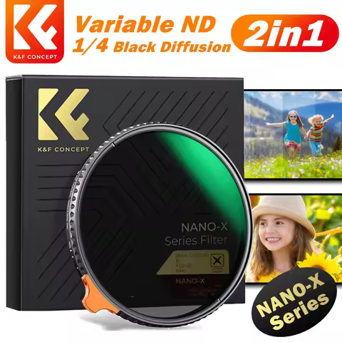 K&F Concept 2in1 Variable ND 1/4 Black Pro Mist Filter 49-82mm Multifunction Filter NANO-X Black Dif