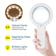 ✴️ 全新 高清 HD 光學 放大鏡 Optical Magnifier 升級 12 LED 燈 + 1 UV 燈 多倍數 放大 多用途 功能 觀賞觀察 植物昆蟲 鑽石水晶 珠寶鑒定 紙幣驗證 電子維