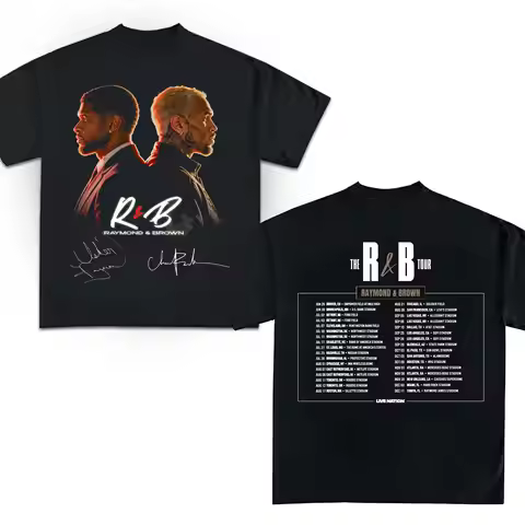 2026 Chris Brown and Usher - Raymond & Brown RnB Tour Graphic Men's T Shirt Cotton Short Sleeve Y2k 
