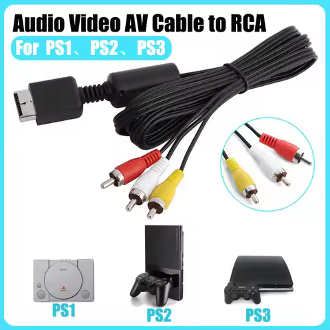 【Fast Delivery】1.8M Gamepad AV Cable AV to 3 RCA PS1 PS2 PS3 Gamepad Audio Video Game Cable for Play