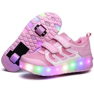 LED Shoes Kids Luminous Shoes Youth Pulley Sports Shoes Sneakers For Women Roller Skates Size 27-43 
