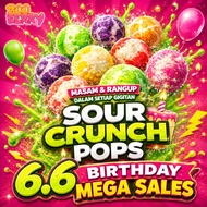 [SUPER SALES!]  SOUR CRUNCH POPS Halal Sour Candy Freeze Dried Ramadan Snacks Gula Popcorn Doorgift 