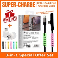 【Super Value Set】 Foldable Stand Data Cable+3-in-1Zinc Alloy Material For Apple&Type-C interfaces