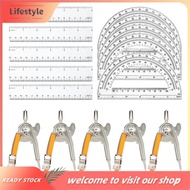 [Lifestyle] 20 Pieces Geometry Math Set Compass for Geometry Math Compass and Protractor Set for Stu