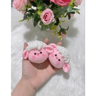 Handmade sheep head wool keychain