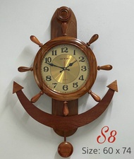 Đồng hồ treo tường hình mỏ neo cỡ lớn 60×74cm làm từ gỗ tự nhiên cao cấp mẫu mới bán chạy năm 2022.