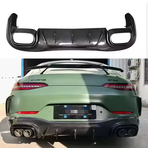 For Mercedes Benz AMG GT GT50 GT53 GT63 4-door Carbon Fiber Car Rear Bumper Diffuser Rear Splitters 