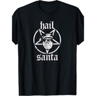Heavyweight Retro Satan & Pentagram T-Shirt - Hail Santa Lettering & Pentagram Design - Atheist Sata