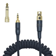 Braided Coiled Female Mini XLR to 3.5mm 1/4 Stereo Audio TRS Plug Headphone Replacement Cable with 1