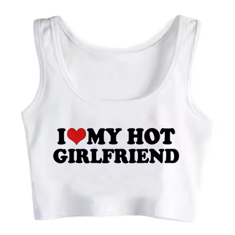 i Love My Girlfriend tank top yk2 hippie crop top Female aesthetic Kawaii manga vintage tee t-shirts