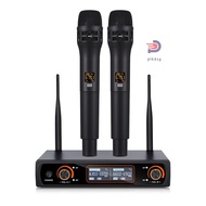 Professional 16 Channels UHF Wireless Handheld Microphone System 2 Microphones 1 Receiver 6.35mm Audio Cable LCD Display Cardioid Microphone and Receiver 16 Channels for  [ppday]