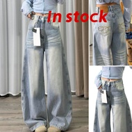 [Grojoy] (Ready Stock) Ladies Clothing Pants Loose Slimmer Look Tall Lengthened American Embroidered
