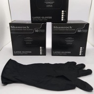 Handscoon SHAMROCK Hitam Ecer Sepasang Sarung Tangan Karet Lateks Latex Powder Free Merek Merk Warna
