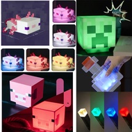 Minecraft Torch Creeper Diamond Axolotl Lamp MC Night Light Model Gift
