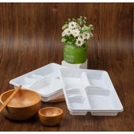 Mika tray bento tray 5 compartments contents 25pcs per pack white white plastic food container lunch