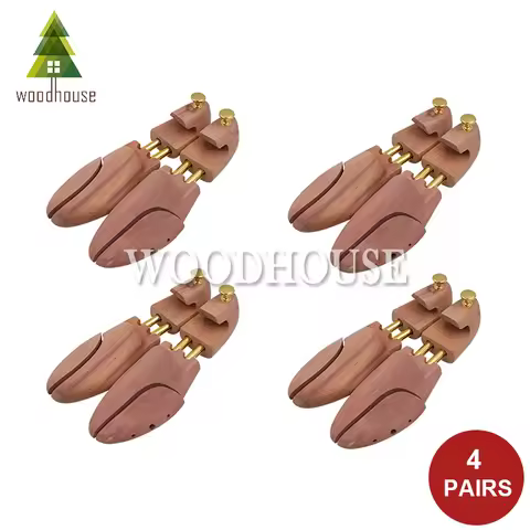 4-PACK Men's and Women's Twin Tube Adjustable Red Cedar Shoe Tree Wood Shoe Tree