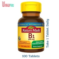 Nature Made Vitamin B-1 (100 mg) 100 Tablets วิตามินบี 1 (100 มิลลิกรัม) 100 เม็ด