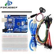 Starter Kit for Arduino Uno R3 - Bundle of 5 Items: For Uno R3, Breadboard, Jumper Wires, USB Cable and 9V Battery Connector