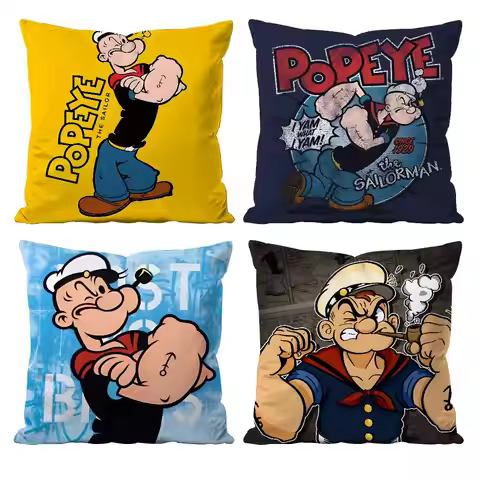 Classic Anime P-popeye Pillow Case Anti-dustmite Pillowcase Invisible Zipper Silky Short Plush Sofa 