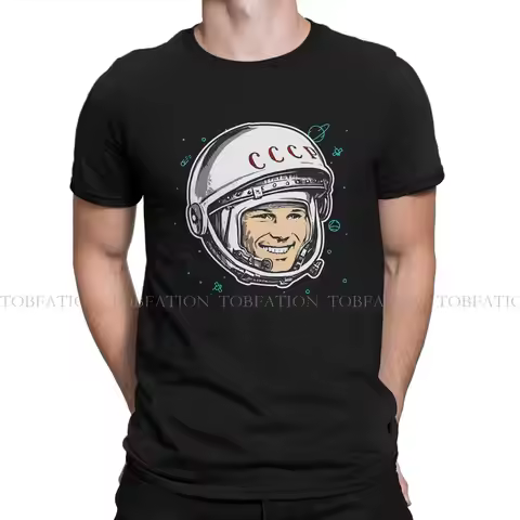 CCCP USSR Russian Soviet Union Yuri Gagarin Tshirt Graphic Men Tops Vintage Fashion Summer Clothing 