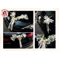 Handcrafted Wedding Bridal Car Faux Flower Decoration Set / Door Handle Flowers Ribbon Flowers Bonnet Boot Door Handle
