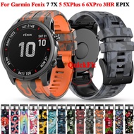 22/26mm Print Watchbands For Garmin Fenix 7 7X 6 6X Pro 5X 5Plus 3HR 935 Smart Watch Silicone Band Quickfit Wrist Strap Bracelet