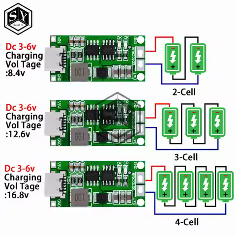 Multi-Cell 2S 3S 4S Type-C To 8.4V 12.6V 16.8V Step-Up Boost LiPo Polymer Li-Ion Charger 7.4V 11.1V 
