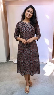 Black Ajrakh Dress A line -Ready-Stock