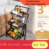 ! trolley cart 【SG Stock】 kitchen Trolley With Wheel Metal Tray kitchen Organiser Shelf Movable Storage Cart