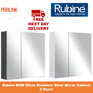 Rubine BOW 55cm Stainless Steel Mirror Cabinet 2 Doors RMC-1355D15 BK / RMC-1355D15 WH